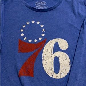 76ers tri-blend long sleeve large majestic threads